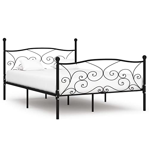 TEKEET Bedden & Accessoires-Bedframe met lattenbodem Zwart Metaal 160x200 cm-Meubels