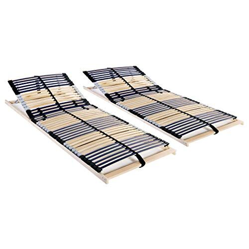 TALCUS Bedden en accessoires, bedden en bedframes, lattenbodems 2 stuks met 42 latten 7 zones 90x200 cm