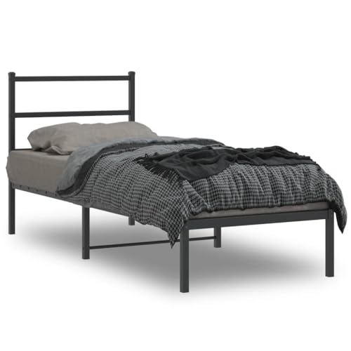 DCRAF Nice Bedden & Accessoires Bedden & Bedframes Metalen bedframe met hoofdeinde Zwart 80x200 cm