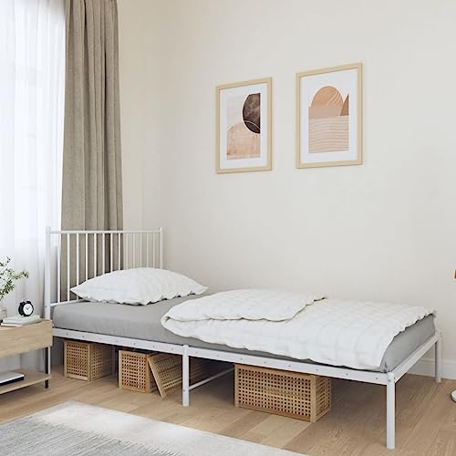 RAUGAJ Bedden en accessoires, bedden en bedframes, metalen bedframe met hoofdeinde wit 100x200 cm