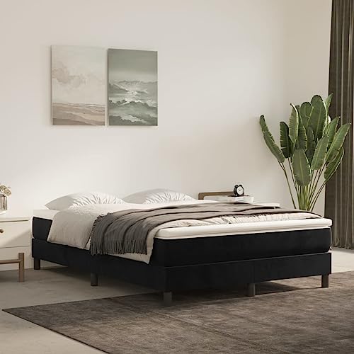 LAPOOH Bedframe met veermatras zwart 140 x 200 cm van fluweel, bedframe, bedframe, structuren met veren, modern bedframe (SPU:3144335)