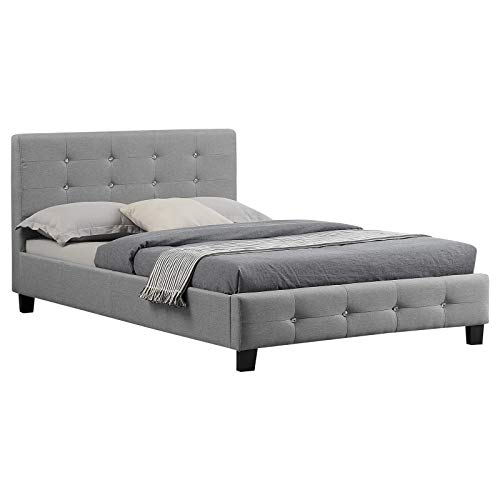 CARO-Möbel Oklahoma Gestoffeerd bed, bedframe, 120 x 200 cm, eenpersoonsbed, designbed, inclusief lattenbodem, textielbekleding in grijs