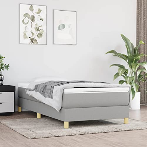 ZEYUAN Bedframe met veermatras lichtgrijs, 100 x 200 cm, stof, bedframe, bedframe, modern bedframe, (SPU:3144151)