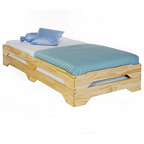 IDIMEX Stapelbed set van 2 logeerbed Ronny eenpersoonsbed stapelbed massief grenen natuur bed 90x200 cm kinderbed tienerbed