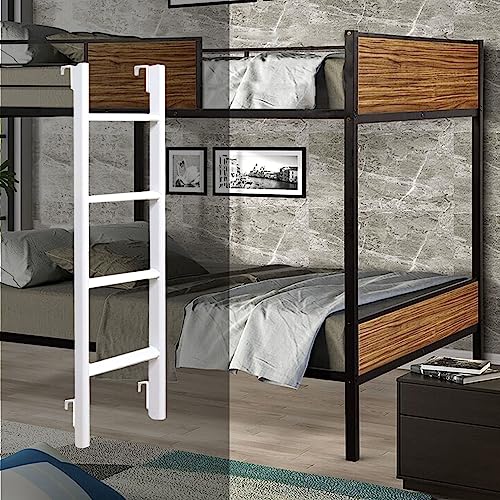 KAYEF White Bunk Ladder Metal Bed Step Ladder, Hanging RV Ladder with Hooks Bracket, Bedroom Bed Side Ladder, 45"/51"/55"/59" Tall Loft Climb Ladder (Size : 116cm(45"))