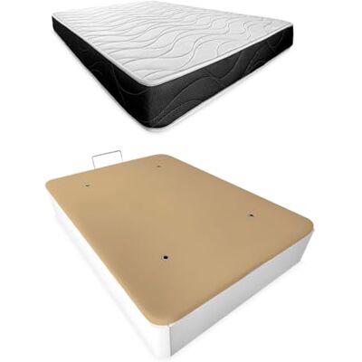 Somnia Descanso Visco-elastische matras Bombay 20, omkeerbaar + inklapbaar bed van hout, versterkt, grote inhoud, wit, 90 x 190 cm Somnia Descanso Visco-elastische matras Bombay 20, omkeerbaar + inklapbaar bed van hout, versterkt, grote inhoud, wit, 90 x 190 cm