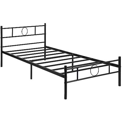HOMYLIN Eenpersoonsbed metalen frame eenvoudig modern ijzeren bed, metalen bed voor tieners/volwassenen, geschikt voor slaapkamer, studentenslaapzaal en andere meerdere scènes, met cirkelvormige HOMYLIN Eenpersoonsbed metalen frame eenvoudig modern ijzeren bed, metalen bed voor tieners/volwassenen, geschikt voor slaapkamer, studentenslaapzaal en andere meerdere scènes, met cirkelvormige