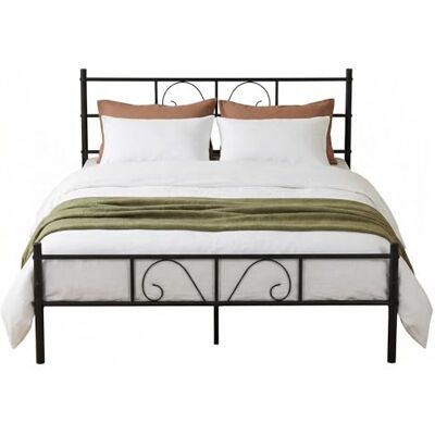 FurnitureR 4ft6 tweepersoonsbed, metalen platformbedframe, solide bedsteadbasis met gehaakte hoofdeinde en voetenplank, opbergruimte voor onderbed, lattenbed, geschikt voor tieners/volwassenen, zwart FurnitureR 4ft6 tweepersoonsbed, metalen platformbedframe, solide bedsteadbasis met gehaakte hoofdeinde en voetenplank, opbergruimte voor onderbed, lattenbed, geschikt voor tieners/volwassenen, zwart