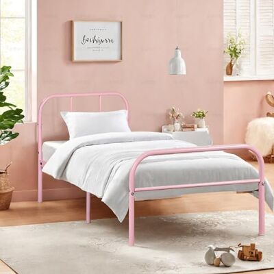 FurnitureR 3ft Eenpersoonsbed metalen frame Industrieel ijzeren bed, metalen bed voor tieners jongens meisjes tieners kinderen, geschikt voor slaapkamer, studentenslaapzaal en andere meerdere scènes, FurnitureR 3ft Eenpersoonsbed metalen frame Industrieel ijzeren bed, metalen bed voor tieners jongens meisjes tieners kinderen, geschikt voor slaapkamer, studentenslaapzaal en andere meerdere scènes,