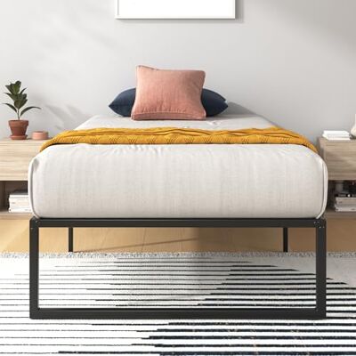 Zinus Lorelai Bed 100x200 cm Hoogte 36 cm met opbergruimte onder het bed Metalen platform bedframe Zwart Zinus Lorelai Bed 100x200 cm Hoogte 36 cm met opbergruimte onder het bed Metalen platform bedframe Zwart