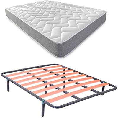 DUÉRMETE ONLINE Compleet bed met omkeerbare matras (winter/zomer) + lattenbodem met 4 klemmen, 90 x 190 cm DUÉRMETE ONLINE Compleet bed met omkeerbare matras (winter/zomer) + lattenbodem met 4 klemmen, 90 x 190 cm