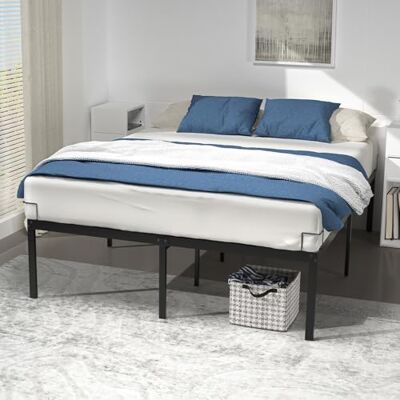 VOUNOT ® Bed 140 x 190 cm Robuust metalen bedframe met bevestigingsvoorziening lattenbodem, hoogte 36 cm, opslag onder het bed, design voor volwassenen en jongeren, zwart VOUNOT ® Bed 140 x 190 cm Robuust metalen bedframe met bevestigingsvoorziening lattenbodem, hoogte 36 cm, opslag onder het bed, design voor volwassenen en jongeren, zwart