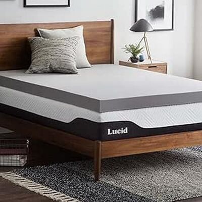 LUCID Memory Foam Matrastopper 140x190cm met bamboehoutskool, 10 cm dikke matrasoplegger 140 x 190 cm LUCID Memory Foam Matrastopper 140x190cm met bamboehoutskool, 10 cm dikke matrasoplegger 140 x 190 cm