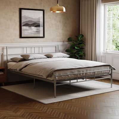Vida Designs Home Discount Dorset Kingsize bedframe, 208 x 157 x 77,5 cm, zilverkleurig Vida Designs Home Discount Dorset Kingsize bedframe, 208 x 157 x 77,5 cm, zilverkleurig
