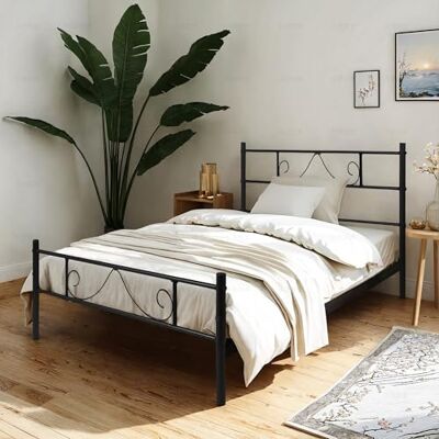 FurnitureR 3ft Eenpersoonsbed metalen frame Industrieel ijzeren bed, metalen bed voor tieners/volwassenen, geschikt voor slaapkamer, studentenslaapzaal en andere meerdere scènes, met baardvormige FurnitureR 3ft Eenpersoonsbed metalen frame Industrieel ijzeren bed, metalen bed voor tieners/volwassenen, geschikt voor slaapkamer, studentenslaapzaal en andere meerdere scènes, met baardvormige