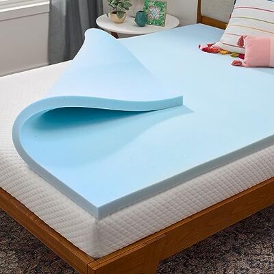 Linenspa 2 inch traagschuim matrastopper, geldoordrenkte queensize matrastopper, CertiPUR-US gecertificeerd blauw Linenspa 2 inch traagschuim matrastopper, geldoordrenkte queensize matrastopper, CertiPUR-US gecertificeerd blauw