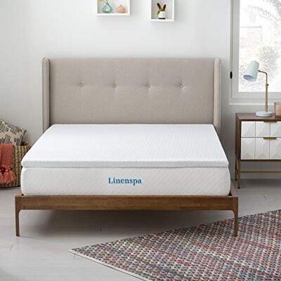 Linenspa Matrastopper, 160 x 190 cm, 5 cm hoog, matrastopper met traagschuim gel en wasbare overtrek met ritssluiting, Öko-Tex Linenspa Matrastopper, 160 x 190 cm, 5 cm hoog, matrastopper met traagschuim gel en wasbare overtrek met ritssluiting, Öko-Tex