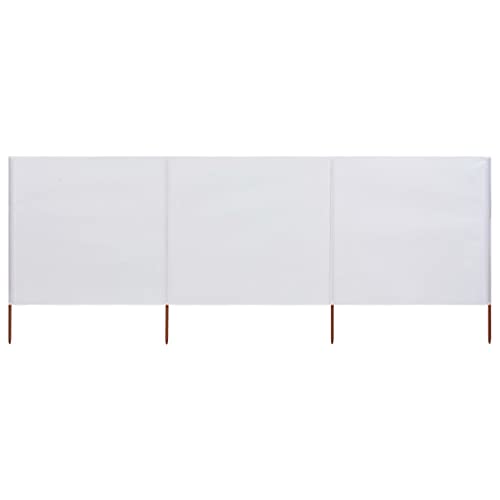 RAUGAJ Furniture Home Gereedschap Windscherm 3 panelen Stof 400x80 cm Zand Wit