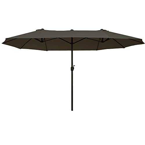 Outsunny parasol tuinparasol marktparasol dubbele parasol terrasparasol met zwengel ovaal metaal + polyester grijs 460 x 270 x 240 cm