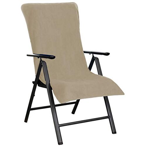 Brandsseller Badstof hoes voor tuinstoel en ligstoel en als strandstoelhoes van 100% katoen taupe-beige