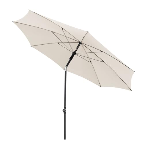 Doppler Parasol Rethink 200cm natuur ronde parasol voor balkon & terras duurzame parasol balkonparasol met handmatige opening met hoes kantelbare tuinparasol