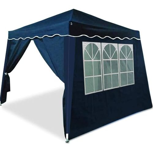 Deuba Paviljoen partytent Capri 3x3m waterdicht blauw vouwpaviljoen 4 zijwanden feesttent tuintent pop-up opvouwbaar