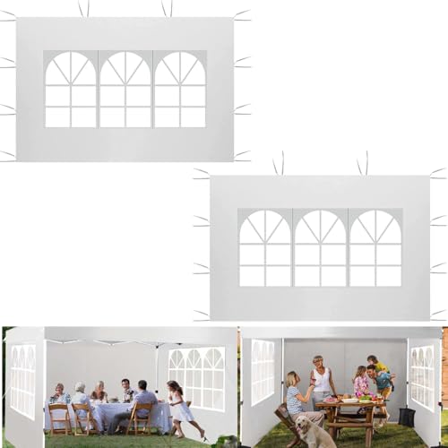 Guangyu Zijpanelen voor paviljoen met pvc-ramen, 2 stuks, 2 x 3 m, waterdicht, zijpaneel, van Oxford-weefsel, 210D zijvervanging voor tuinpaviljoen, outdoor, feest