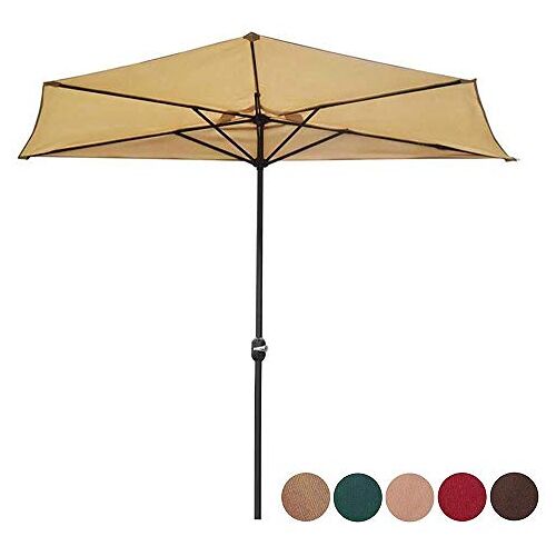 GaRcan Tuinparasol, terras, buitenparaplu's, tuinparasols, halve muurparaplu, handslinger, 5 ribben, voor terras/gras/strand/visparaplu