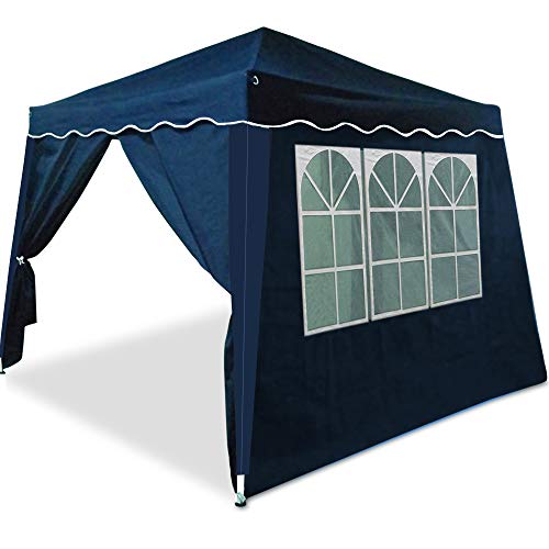 Deuba Paviljoen partytent Capri 3x3m waterdicht blauw vouwpaviljoen 4 zijwanden feesttent tuintent pop-up opvouwbaar