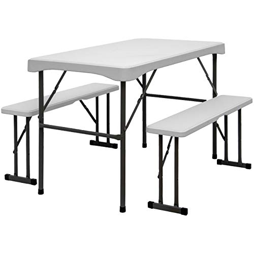 AMANKA 150 kg biertentset 112 x 61 cm weerbestendig eettafel voor 4 personen set met 2 banken