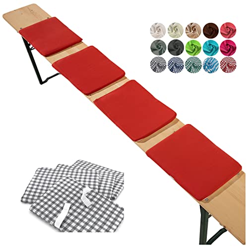 heimtexland ® Type 859 Zitkussen, 4-delige set, bierbank, bekleding, biertentgarnituur, tuin, decoratief kussen, rood