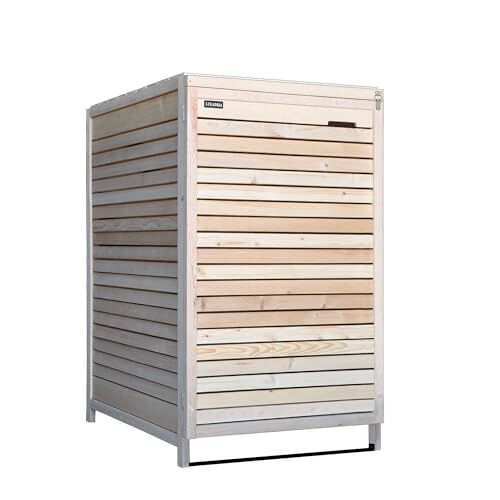Fairpreis-design Afvalcontainerbox , afvalcontainerombouw, hout, 240 liter, naturel, inclusief achterwand, voorgemonteerde vuilniscontainer, afvalcontainerkast, Adria (1 container)