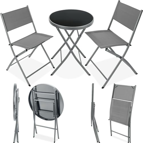 tectake ® Tuinset Düsseldorf Bistroset opklapbaar grijs 403588