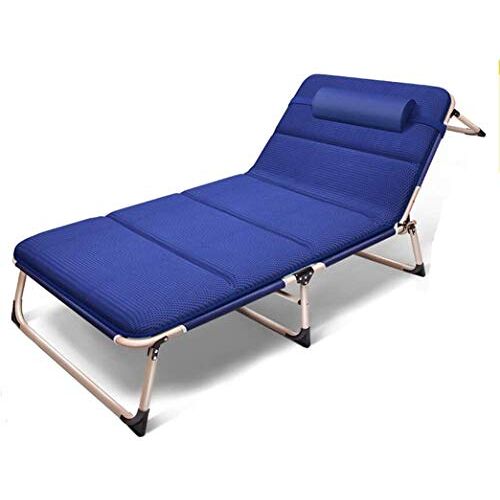 UnloU ANIFM Lichtgewicht opvouwbare ligstoel Stalen outdoor opvouwbare ligstoel Verstelbare opvouwbare ligstoel met 4D ademend matras Ligstoel tuinstoelen (kleur: blauw, maat: 194x68cm) Fast