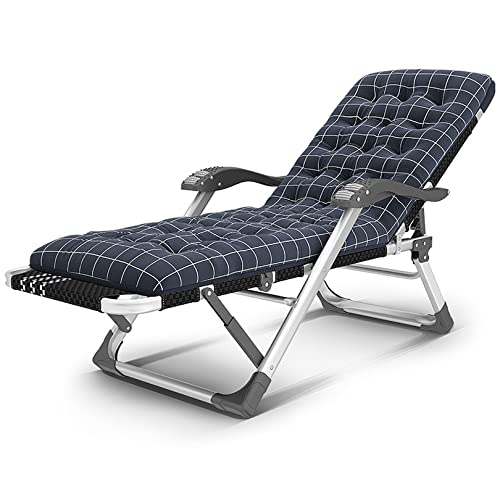 TEmkin Ligstoel Ligstoel, Tuin Zero Gravity Stoel Opvouwbare Chaise Lounge Stoel, Verstelbare Camping Ligstoel Met Geruite Katoenen Pad Voor Buiten, Gazon, Patio, Zonnebaden