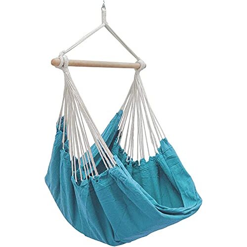 AMANKA XXL hangstoel 185x130cm hangstoel 2 personen hangzitting tot 150 kg katoen hangmat incl. 360° draaibare hangschommel blauw