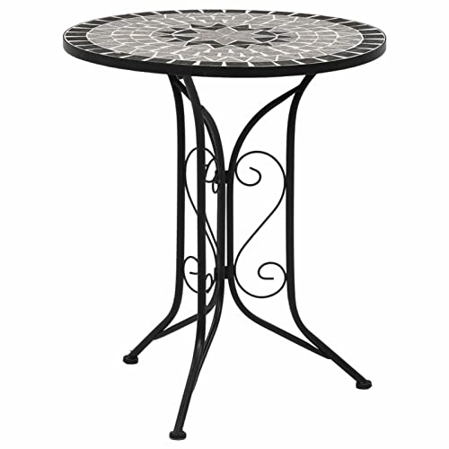 LAPOOH Mozaïek Bistro Tafel Grijs 61cm Keramiek, Bistrotafel, Tuin Bartafel, Buiten/Binnen Patio Bistrotafel (SPU:46715)