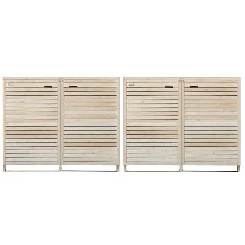 Fairpreis-design Afvalcontainerbox, afvalcontainerbekleding, hout, 240 liter, naturel, inclusief achterwand, voorgemonteerde vuilniscontainer, afvalcontainerkast, Adria (4 containers)