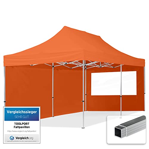 TOOLPORT Vouwpaviljoen, vouwtent, 3x6m 2 zijpanelen 32mm ALU, paviljoen, partytent, oranje