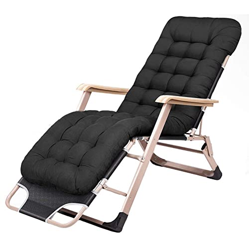 PACUM Patio Lounger Dekstoel Zwaartekrachtstoel Tuinlounge Fauteuil Draagbaar Opvouwbaar Ligstoel Dubbelzijdig Buis Plus Katoen Winter Dekstoel Vrije tijd Thuiskantoor Lunchstoel-Zwart (Kleur: Zwart) Warm