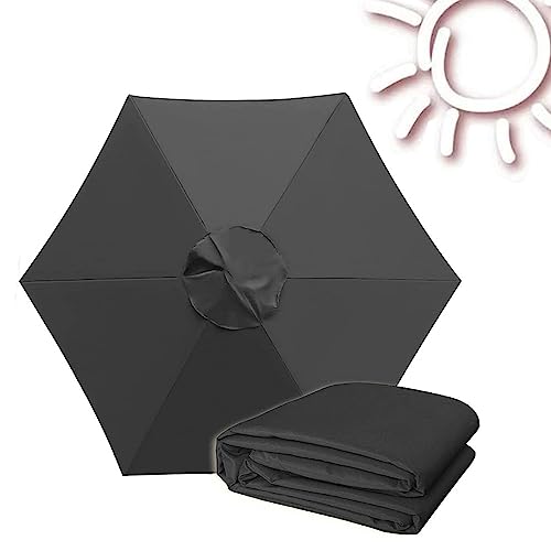 JgYiAngBq Parapluluifel for buiten, Vervanging 6 Ribben Parapluluifel, 2m/2,7m/3m Parasol Topstof, Parapludoek Vervanging for Patio Paraplu Marktparaplu Buitenparaplu (Color : Black, Size : 300cm/10ft)