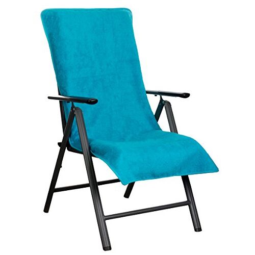 Brandsseller Badstof hoes voor tuinstoel en ligstoel en als strandstoelhoes van 100% katoen ca. 65 x 130 cm turquoise