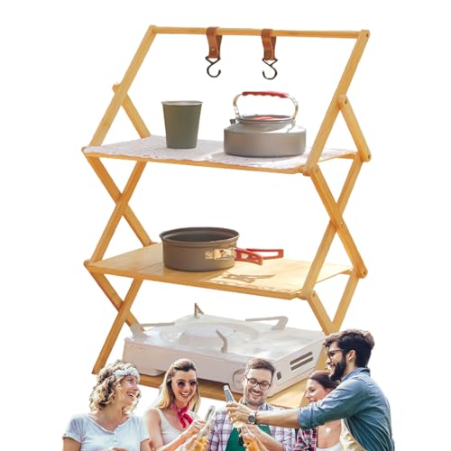 Jextou Campingplanken, multifunctionele displayplank opvouwbaar, meerlaagse kampeerrekken, draagbare slijtvaste compacte campingplank, klaptafel voor buiten kamperen BBQ kamperen picknick achtertuin