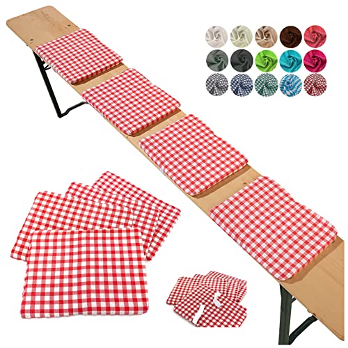 heimtexland Zitkussen type 859 set van 4 bierbank bekleding biertentgarnituur tuindecoratie kussen rood 25 x 36 cm