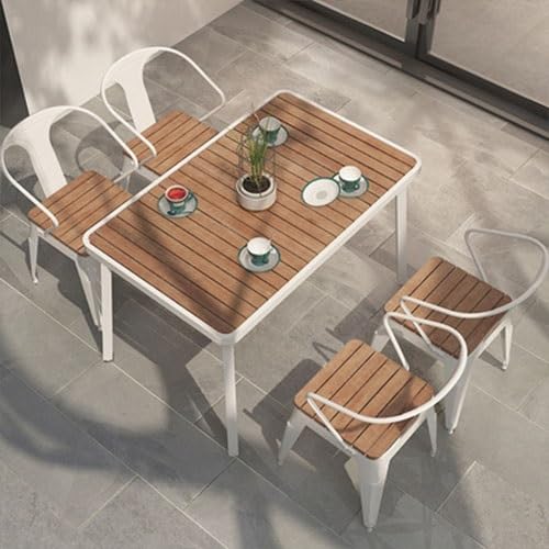 WAOCEO Tuinmeubilair Outdoor Smeedijzeren Tuinmeubilair Sets Patio Tafels En Stoelen Waterdicht Zonnebrandcrème Villa Balkon Vrijetijdsmeubilair tuinmeubelen (Size : 140cm table 4 chairs)