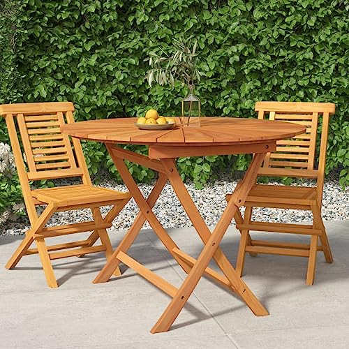 TECHPO Meubelset Opvouwbare Tuintafel Ø 85x75 cm Massief Hout Teak