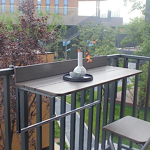 LIJBN Balkonbartafel voor balustrades, terrastafel, balkontafel, balkontafel, hangend, binnen en buiten, hangende relingtafel, multifunctioneel verstelbare balkontafel voor balkon, tuin