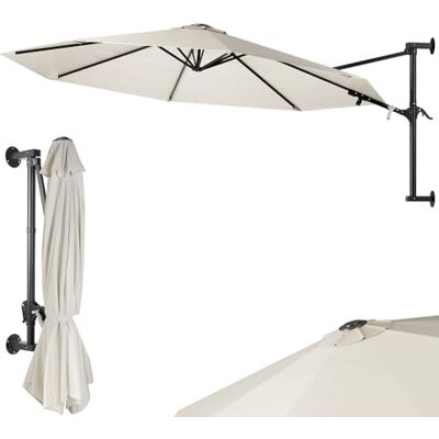 BAKAJI Wandgemonteerde 300cm Beige Terrasparasol - Parasol BAKAJI Wandgemonteerde 300cm Beige Terrasparasol - Parasol