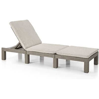 Keter Allibert by Daytona deluxe ligstoel voor tuin, terras en balkon met verstelbaar hoofdeinde, cappuccino, incl. kussen, tuinligstoel van kunststof, platte rotanlook, 195 x 65 x 25,5 cm Keter Allibert by Daytona deluxe ligstoel voor tuin, terras en balkon met verstelbaar hoofdeinde, cappuccino, incl. kussen, tuinligstoel van kunststof, platte rotanlook, 195 x 65 x 25,5 cm