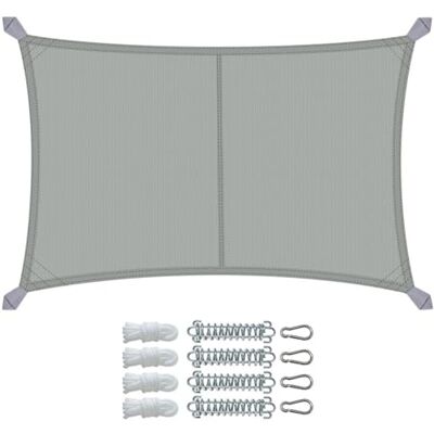 VOUNOT ® Zonnezeil Rechthoekig 3x4m met Montage-set, Waterdicht & UV-bestendig Polyester Zonnescherm voor Balkon, Terras en Tuin, Grijs VOUNOT ® Zonnezeil Rechthoekig 3x4m met Montage-set, Waterdicht & UV-bestendig Polyester Zonnescherm voor Balkon, Terras en Tuin, Grijs